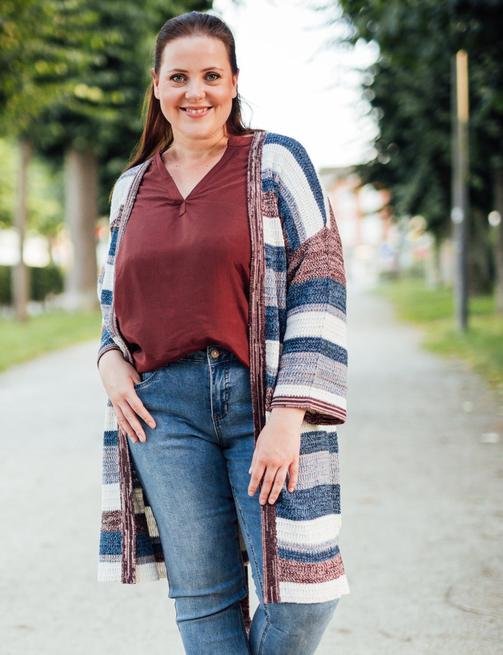 Rubie cardigan rum raisin patchwork