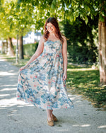 Lotus Greece strap dress blue leaf