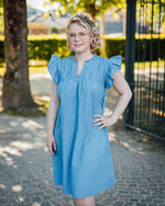 Kashe frill dress light denim