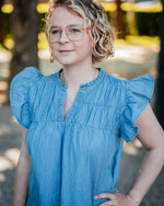 Kashe frill dress light denim