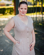 Falakka button midi dress woodsmoke stripe