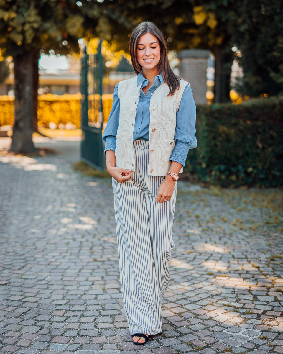 Anett wide pant ancient scroll pinstripe