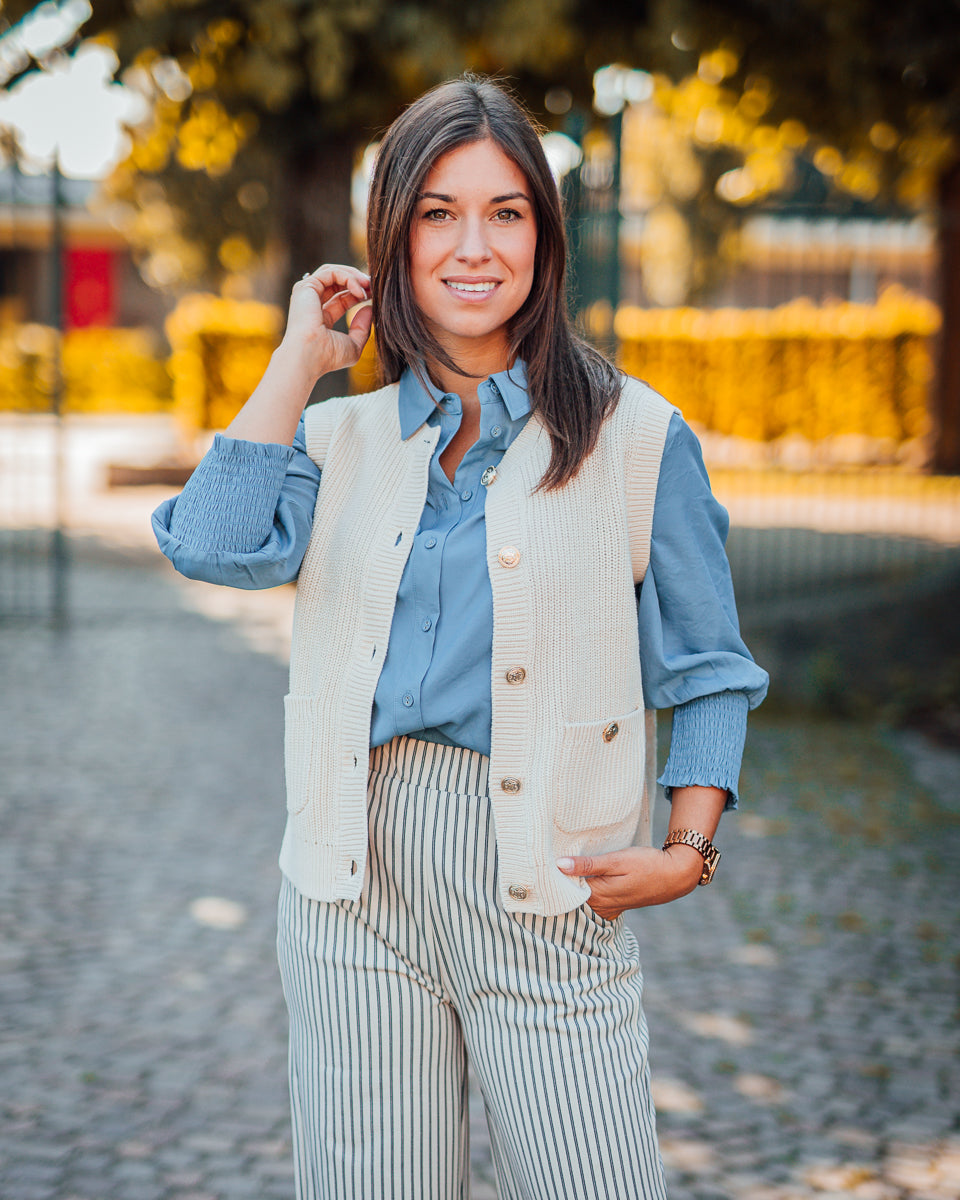 Stella vest ecru of donkerblauw