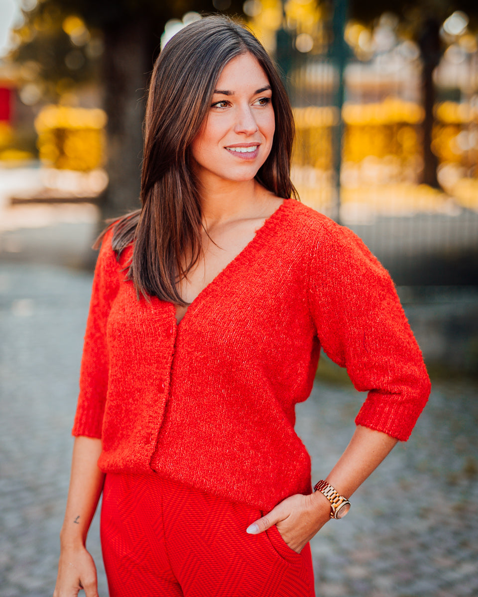 Loucle cardigan tangerine tango