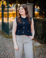 Stella vest ecru of donkerblauw