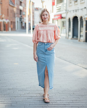 Bella long denim skirt light blue