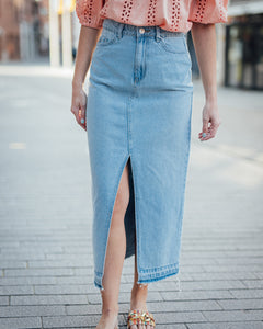 Bella long denim skirt light blue