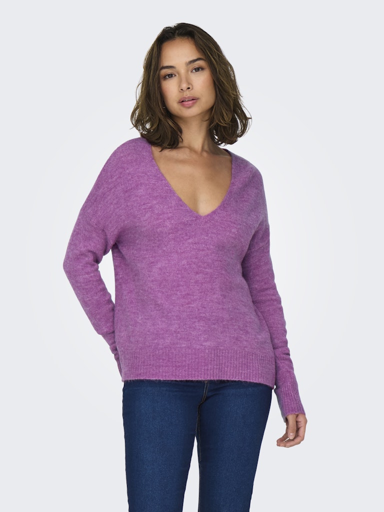 Elanora v-neck pull roze, petrol en lichtgroen