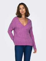 Elanora v-neck pull roze, petrol en lichtgroen