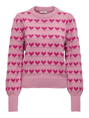 Sigrid pull hearts beige, roze of munt