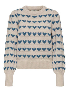 Sigrid pull hearts beige, roze of munt