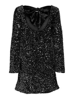 Sara bow sequins dress zilver of zwart