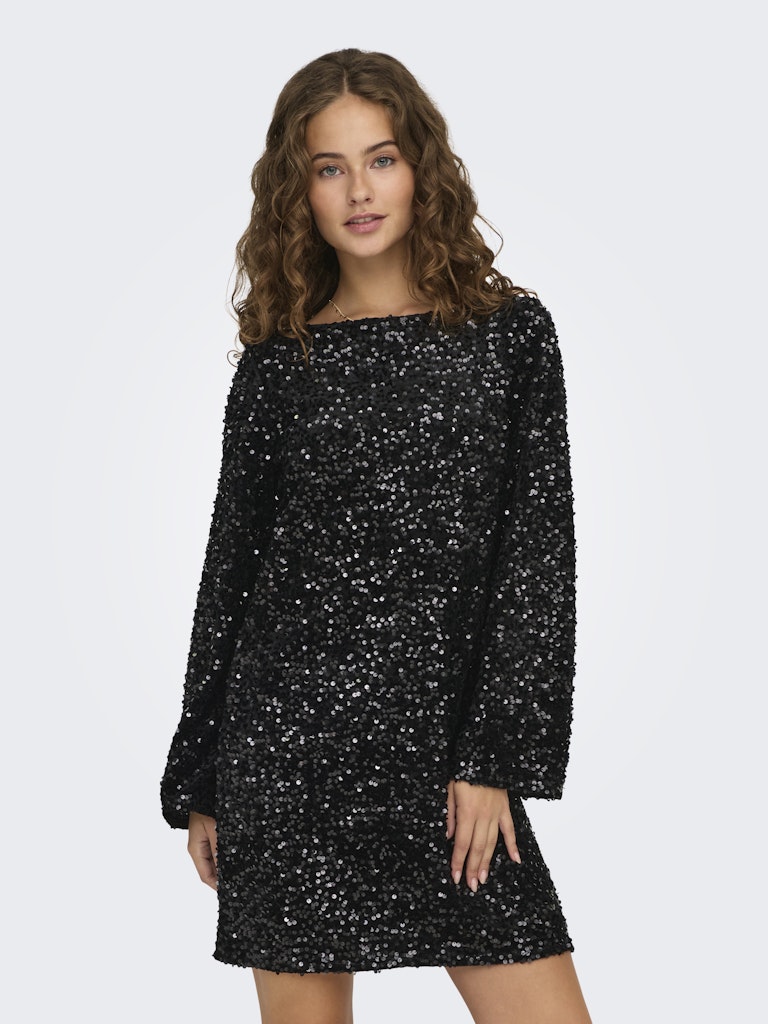 Sara bow sequins dress zilver of zwart