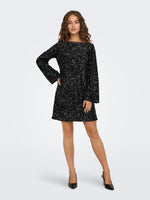 Sara bow sequins dress zilver of zwart