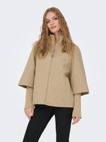 Memory rib jacket camel beige of grijs