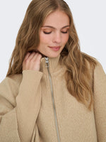 Memory rib jacket camel beige of grijs