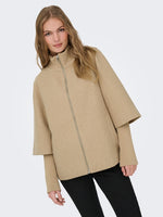 Memory rib jacket camel beige of grijs
