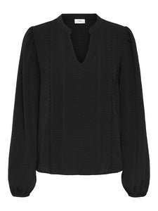 Rachel v-neck top zwart, ecru of bordeaux
