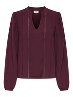 Rachel v-neck top zwart, ecru of bordeaux