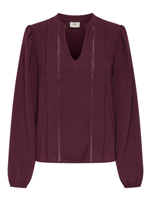 Rachel v-neck top zwart, ecru of bordeaux