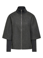 Memory rib jacket camel beige of grijs
