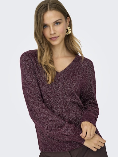 Aspen v-neck pull zwart of bordeaux