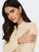 Camil collar cardigan beige of khaki
