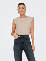 Salva crochet top beige of bruin