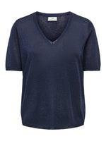 Bodilla lurex top donkerblauw, oudroze of beige