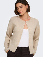 Emmali pearl cardigan bruin of beige