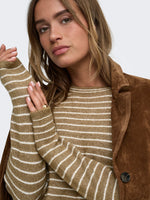 Lupi pull stripe grijs, camel of donkerblauw