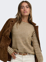 Lupi pull stripe grijs, camel of donkerblauw