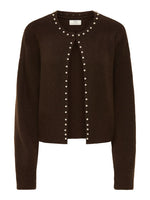 Emmali pearl cardigan bruin of beige