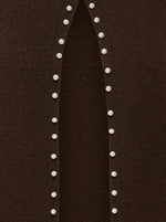 Emmali pearl cardigan bruin of beige