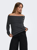 Aliana pull offshoulder khaki, taupe of donkergrijs