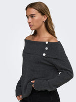 Aliana pull offshoulder khaki, taupe of donkergrijs