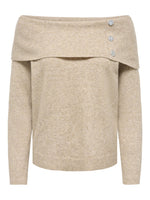 Aliana pull offshoulder khaki, taupe of donkergrijs