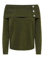 Aliana pull offshoulder khaki, taupe of donkergrijs