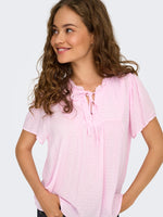 Lima dot top lichtblauw, roze of ecru