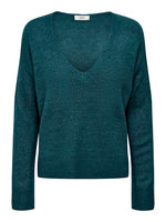 Elanora v-neck pull roze, petrol en lichtgroen