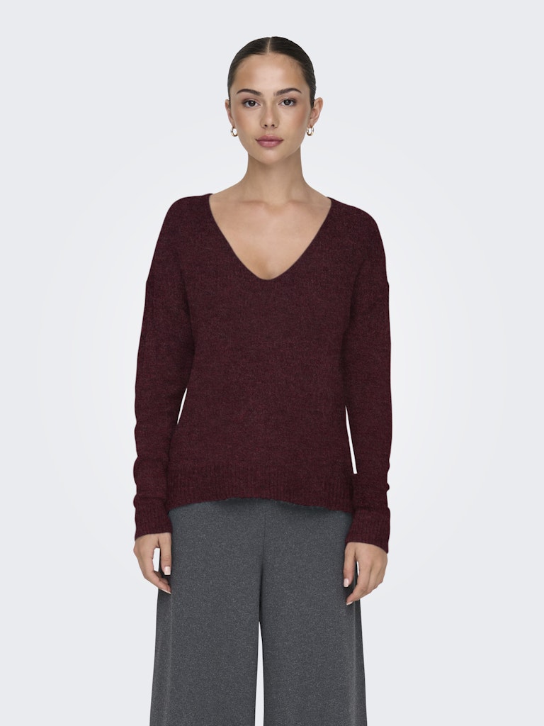 Elanora v-neck pull blauw, bordeaux of roze