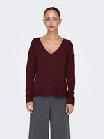 Elanora v-neck pull blauw, bordeaux of roze