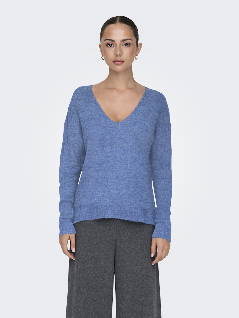 Elanora v-neck pull blauw, bordeaux of roze