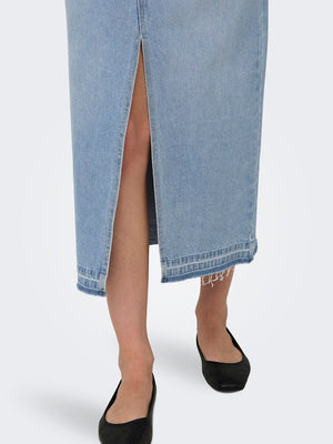 Bella long denim skirt light blue