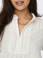 Rachel pintuck top groen, zwart of ecru