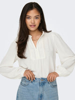 Rachel pintuck top groen, zwart of ecru