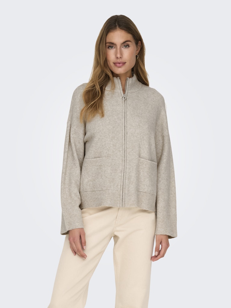 Ana zip pocket cardigan grijs of beige