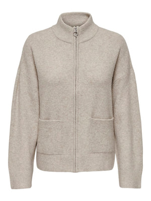 Ana zip pocket cardigan grijs of beige