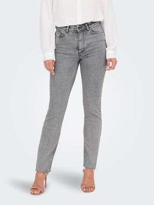 Lullu straight ankle jeans light grey