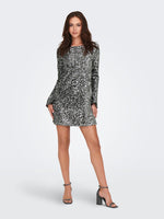 Sara bow sequins dress zilver of zwart